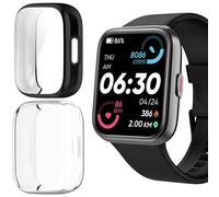 Blueshaweu ID208 Plus Smart Watch Case, Soft All Around TPU Case con Pellicola Protettiva Schermo Compatibile per Quican/ENOMIR/Tensky/Fitpolo ID208 Plus Smart Watch-1,8" (Nero+trasparente)