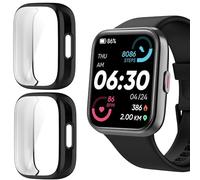 Blueshaweu ID208 Plus Smart Watch Case, Soft All Around TPU Case con Pellicola Protettiva Schermo Compatibile per Quican/ENOMIR/Tensky/Fitpolo ID208 Plus Smart Watch-1,8" (Nero+Nero)