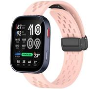 Blueshaweu sgancio rapido 22mm cinturino Compatibile con Amazfit Bip MAX 50mm Smartwatch 2,07", cinturino sportivo traspirante in morbido silicone magnetico compatibile con Bip MAX 50mm (Rosa)