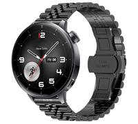 Blueshwaeu Cinturino Compatibile con OnePlus Watch 3 43mm,22mm Cinturino Acciaio Inossidabile Chiusura Pieghevole a Farfalla Link Bracelet Compatibile per OnePlus Watch 3,2,1 (Nero)