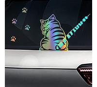 Blueshyhall Adesivo per tergicristallo dell'auto, per lunotto posteriore, per auto, per bambini, per tergicristallo posteriore, per cani e gatti, per tuning (gatto lasor)