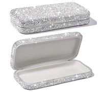 Blueshyhall Custodia rigida per occhiali da sole con strass, custodia rigida per occhiali da sole, custodia rigida per occhiali da sole, custodia rigida pieghevole, bianco, Taglia unica