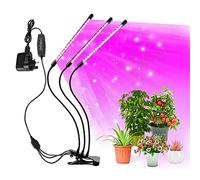 Blueshyhall Luce per coltivare le piante, luce LED per piante da interno, lampada da tavolo a 3 teste con clip con 6 livelli dimmerabili, con timer automatico, per la crescita di piante grasse da
