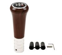 Blueshyhall Pomello del cambio effetto legno a 5 marce, pomello del cambio universale per auto, venature del legno, in alluminio e ABS con adattatore in gomma M8/10/12, leva del cambio, manico marrone