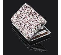 Blueshyhall Portasigarette a due lati ultra sottile con cristalli e strass, per 14 sigarette normali (viola)