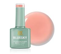 Bluesky Rubber Base Coat for Gel Nails 15ml Peach Glow - Strengthening Builder Base Gel for Weak Damaged Nails - Flexible Soak Off Base Coat UV LED - Salon Professional Nail Care Treatment