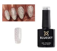 Bluesky Smalto gel per unghie con glitter argentati, scegli il tuo gel per unghie UV LED soak off più desiderato, 10 ml (verde chiaro bianco e argento)