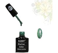 Bluesky Smalto Per Unghie Gel, Glitzy Green Glitter, Vip21, Luccichio, Turchese, Verde (Per Lampade Uv E Led) - 10 Ml