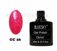 Bluesky Smalto Per Unghie Gel, Pink Glitter, Gc26, Rosa, Neon, Luccichio (Per Lampade Uv E Led) - 10 Ml