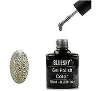 Bluesky Smalto Per Unghie Gel, Silver Glitter, Gc16, Argento, Luccichio, Bagliore (Per Lampade Uv E Led) - 10 Ml