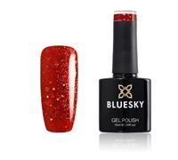 Bluesky Smalto per unghie in gel, rosso brillante VIP15, 10 ml, glitter rosso/arancione, richiede asciugatura sotto lampada LED UV