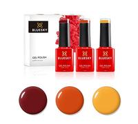 Bluesky Smalto semipermente per Unghie Kit in Gel, Burnt Sunset. Banana Mania Lt129, Orange Sweetie A012, Paradise Deep Red 80575. 3 X 5Ml (Soak off UV/LED Gel) Giallo, Rosso - 15 ml