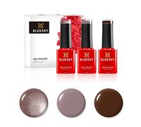 Bluesky Smalto semipermente per Unghie Kit in Gel, Chocolate Box. Faux Fur 80538, Satin Robe Qxg313, Mocha A008. 3 x 5ml (Soak off UV/LED Gel) Marrone - 15 ml