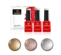 Bluesky Smalto semipermente per Unghie Kit in Gel, Shimmers, 3 x 5 ml (Soak off UV/LED Gel) Argento, Gold - 15 ml