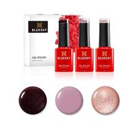 Bluesky Smalto semipermente per Unghie Kit in Gel, Winter Pinks. Dark Burgundy A007, Musk Pink A044, You'Re A Gem Platinum 20. 3 X 5ml (Soak off UV/LED Gel) Argento, Glitter - 15 ml