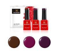 BLUESKY, Smalto semipermente per Unghie Kit in Gel, Winter Warmers, 3 x 5ml (Soak off UV/LED Gel) Rosso, Marrone - 15 ml