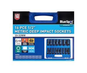 BlueSpot Tools 01550 - Bussole metriche a impatto profondo da 1/2", 10-32 mm