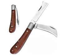 Bluessiery Coltello da Innesto,Coltello da Potatura Pieghevole per Innesti Multifunzionale Doppio Bordo, Acciaio Inossidabile per Germogliare, Innestare Erbacce, Arbusti e Rami