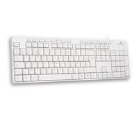 Bluestork - KB Media Office - Tastiera bianca cablata USB con 15 tasti multimediali, connessione semplice, design leggero e robusto - Tastiera AZERTY, ergonomica, silenziosa - PC Windows e Linux