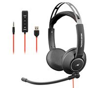 Bluestork MC 401 Cuffie per PC con Cavo USB+Jack | Suono Stereo,Microfono Rotante Con Cancellazione Del Rumore, Controllo Del Volume - Cuffie Professionali Per Il Telelavoro