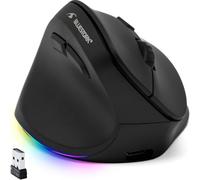 Bluestork - Mouse Verticale Senza Fili 2.4GHz + BT - Ricaricabile Mouse Ergonomico - DPI Regolabile 800-2400DPI - 6 Pulsanti LED RGB - Prevenzione della Sindrome del Tunnel Carpale - PC/Mac/IPAD