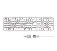 Bluestork - Tastiera con Cavo per Mac Alluminio Silenziosa FRANCESE LAYOUT | Con Cavo, Alluminio, Tasti Concavi Silenziosi, 13 Scorciatoie Multimediali, Adattatore USB/USB-C, Compatibile Mac