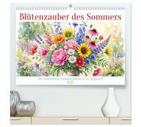 Blütenzauber des Sommers (hochwertiger Premium Wandkalender 2027 DIN A2 quer), Kunstdruck in Hochglanz: Blütenzauber in leuchtendem Aquarellmotiven