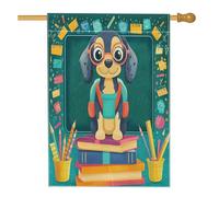Bluetick Coonhounds - Bandiere per la casa con matite per cani, 71 x 101 cm, double face, per esterni, per rientro a scuola, cuccioli, bandiera verticale standard per casa, per lezioni divertenti sul