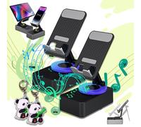 Bluetooth Audio Power Bank Bracket, 2024 Upgrade Smart Bluetooth Speaker with Stand, Foldable Cellphone Stand with Bluetooth Speaker and Power Bank, 360° Rotation, 9D HiFi Stereo Sound (Black*2)