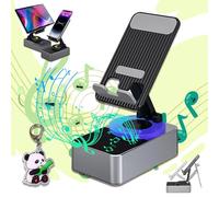 Bluetooth Audio Power Bank Bracket, 2024 Upgrade Smart Bluetooth Speaker with Stand, Foldable Cellphone Stand with Bluetooth Speaker and Power Bank, 360° Rotation, 9D HiFi Stereo Sound (Grey*1)