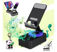 Bluetooth Audio Power Bank Bracket, 2024 Upgrade Smart Bluetooth Speaker with Stand, Foldable Cellphone Stand with Bluetooth Speaker and Power Bank, 360° Rotation, 9D HiFi Stereo Sound (Black*1)