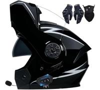 Bluetooth Casco Modulare per Moto con Doppia Visiera Antiriflesso, per Moto Integrale con Radio FM Integrata Bluetooth(C6,S(55~56CM))