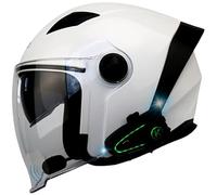 Bluetooth Casco Moto Aperto, DOT/ECE 3/4 Omologato Casco Moto Jet Con Doppia Visiera, Bluetooth Integrato Casco Mezzo Motociclista, Casco Moto Retrò Per Donna E Uomo Adulto 3,M=57-58CM