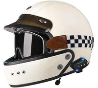 Bluetooth Casco Moto Jet Casco Integrale, DOT/ECE Omologato 3/4 Casco Moto Aperto Con Occhiali, Bluetooth Integrato Moto Mezzo Casco, Casco Moto Retrò Per Donna E Uomo Adulto 3,M=57-58CM