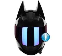 Bluetooth Moto Fuoristrada Batman Caschi Integrali per Moto Casco Integrale da Moto Bluetooth da Donna Per Ragazza Certificazione ECE/DOT Orecchie Di Gatto Casco Moto E,XL
