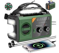 Bluetooth Radio a Manovella, BIAOQINBO AM/FM Solare 3 Metodi di Ricarica 8 in 1 Radio Portatile di Emergenza, SOS, Torcia, Bussola, Lampada da Lettura, Presa per Cuffie