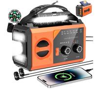Bluetooth Radio a Manovella, BIAOQINBO AM/FM Solare 3 Metodi di Ricarica 8 in 1 Radio Portatile di Emergenza, SOS, Torcia, Bussola, Lampada da Lettura, Presa per Cuffie