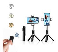 Bluetooth Selfie Stick Treppiede, Bastone Selfie Allungabile e Portatile con Luce Doppio Riempimento, Mini Treppiede con Telecomando Senza Fili Staccabile per iPhone/Per Galassia/Per Huawei, ecc