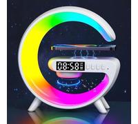 Bluetooth Speaker Clock Alarm Clock Wireless Charger Charging Ambient Light Wake-up Light(B)