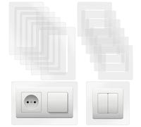 BlueXP 6 Pezzis Protezioni Interruttori Trasparente per 1 Tasto 6 Pezzis Forma Quadrata Acrilico 2 Posti Placchette Interruttori Luce per Camera da Letto Soggiorno Prese e Interruttore