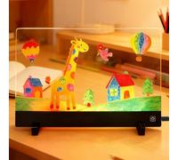 BlueXP Lavagna LED per Bambini Tavoletta da Disegno RGB Luminosa con 4 Modalità di Luce 7 Pennarelli Colorati, 5 Stencil & Adesivi Lavagna Riscrivibile con Supporto & Cavo Type-C Regalo Creativo