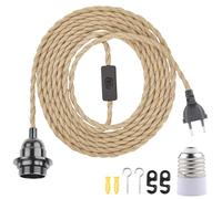 BlueXP Portalampada E27 con Interruttore Spina e 4,5 M Cavo Base Lampada E27 Portalampade a Sospensione con Spina per DIY Lampadario Sospensione Lampada per Cucina Garage Bar Soffitta