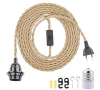 BlueXP Portalampada E27 con Interruttore Spina e 8 M Cavo Base Lampada E27 Portalampade a Sospensione con Spina per DIY Lampadario Sospensione Lampada per Cucina Garage Bar Soffitta