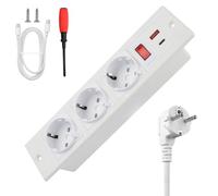 BlueXP Presa da Scomparsa con USB e Type-C Ciabatta Multipresa 3 da Incasso con Cavo da 1.5M e 1M Cavo Type-C Prese Multiple Ideali per Elettrodomestici da Cucina Arredamento o Scrivanie Bianco