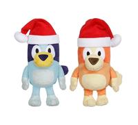 BLUEY 7-8" Plush Soft Toy Bundle Includes Festive and Bingo Christmas Holidays Season Plush with Santa Hats