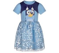 Bluey Abito da Festa per Ragazze Cotone/Poliestere Vestito Casual, Bluey, 7-8 Anni: 128cm, Blu