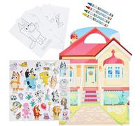 Bluey Adesivi Bambini, Set Stickers con Pagine da Colorare, Pastelli e Fondali Pieghevoli, Ideali Set Creativo e DIY Giocattolo, Regalo Ragazza
