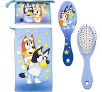 Bluey Beauty case Viaggio Accessori con Pettine, Asciugamano e Borsa, Bluey Beauty Case Viaggi o Scuola, Blu Trasparente Trousse Cosmetici con Cerniera