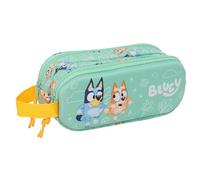 BLUEY - Astuccio doppio 3D, astuccio per bambini, ideale per bambini in età scolastica, comodo e versatile, qualità e resistenza, 21 x 6 x 8 cm