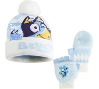 BlueY Berretto Invernale e Guanti Set Bambina 3-6 Anni, 2 o 3 Pz Calda Cappelli, Sciarpa e Guanti Bambina, Regalo Bambini (Blu/Bianco 2 Pz)